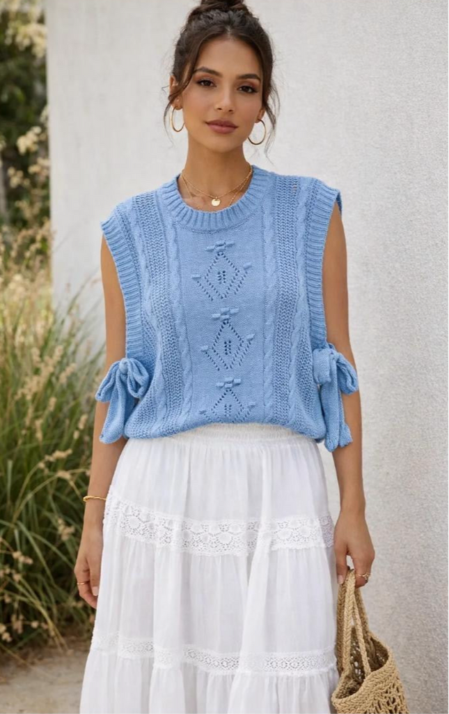 Alice Blue Soft Knit Sleeveless Sweater