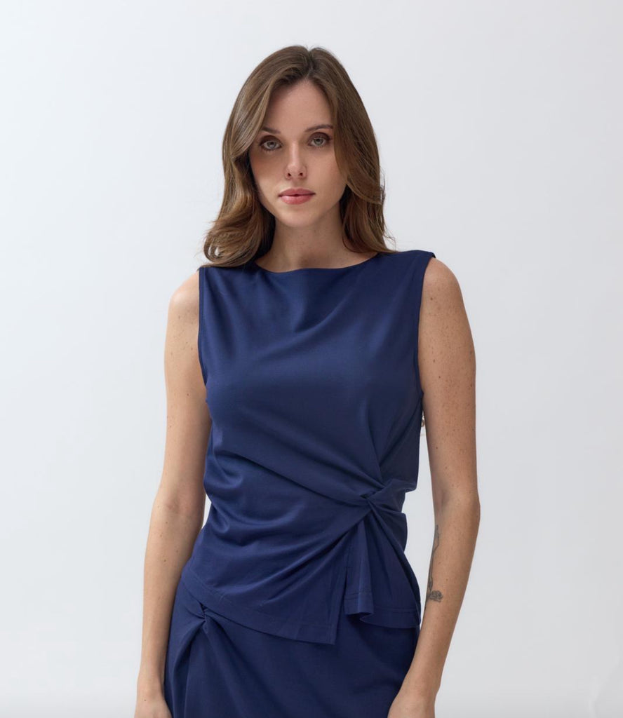 Navy Sophie Ruched Top