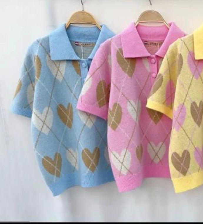 Blue Heart Collared Fine Sweater £39.99