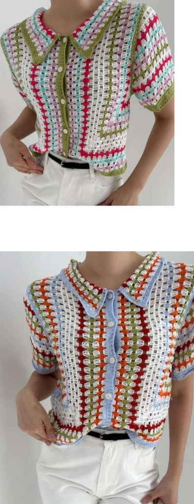MULTI Colour Crochet Shirts 2 Colour-ways