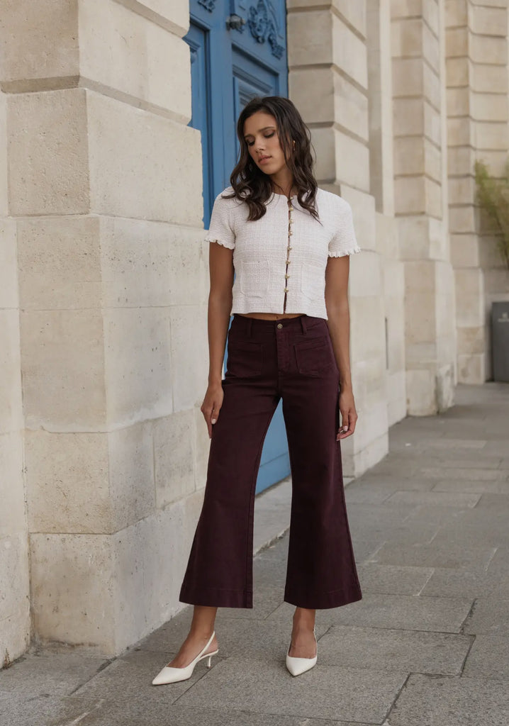 Oraije Gasparette Wine Wide Leg Jeans 28”
