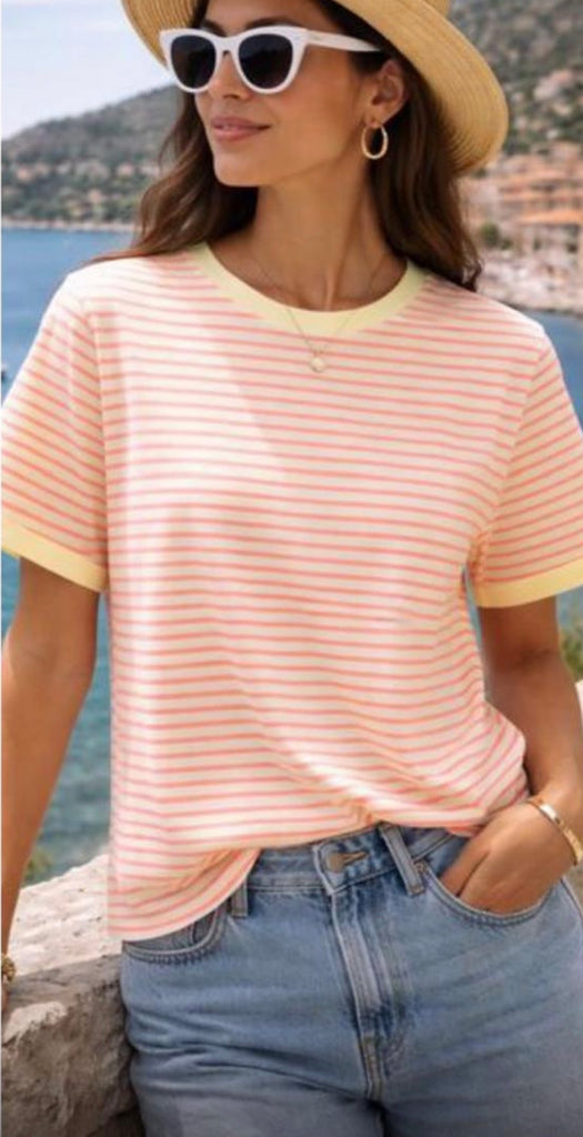 Fluoro Yellow & Pink Stripes Tee