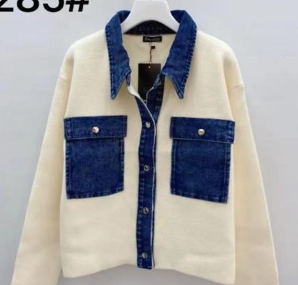 *RESTOCKING SOON* Georgia Denim Trim Cardigan Jacket