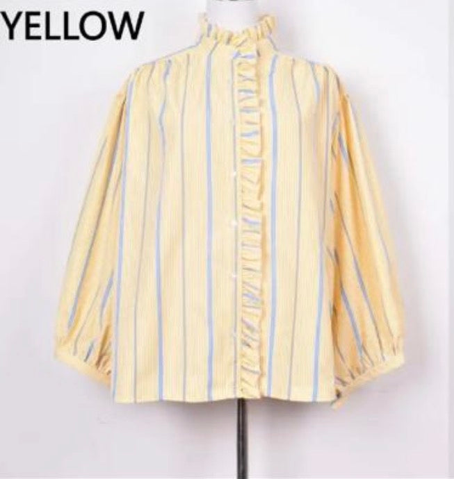 Lemon & Blue Striped Blouse