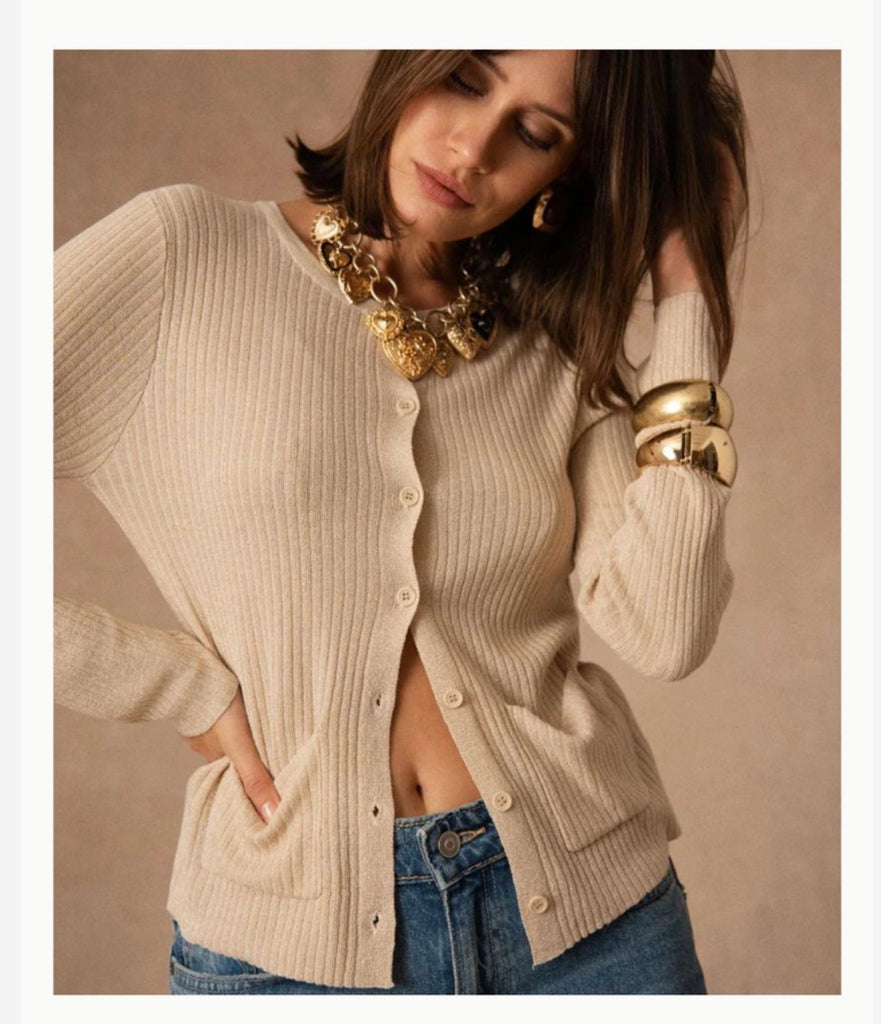 Sand Gold Lurex Cardigan