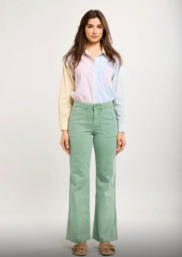 Toxik3 Mint Green High Waist Wide Leg H2662 Jeans