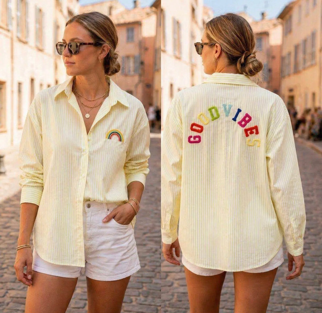 Lemon Stripe Good Vibes Shirt