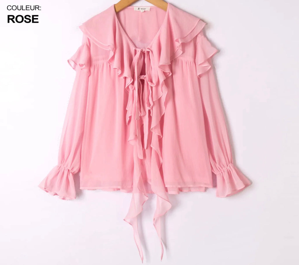 Pink Ruffle Blouse