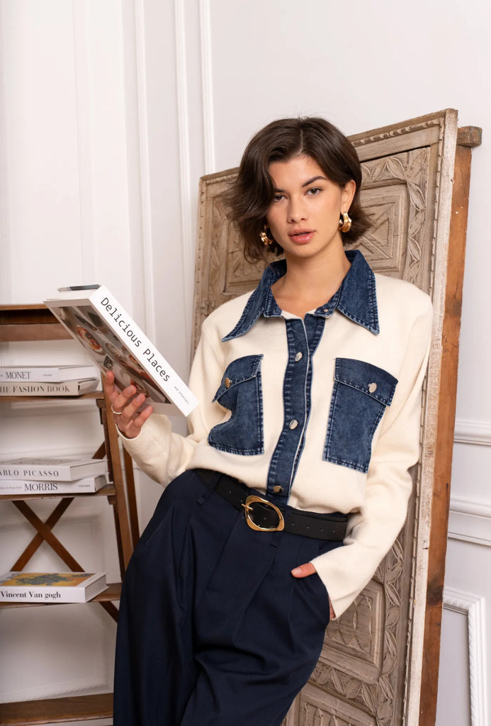 *RESTOCKED* Georgia Denim Trim Cardigan Jacket