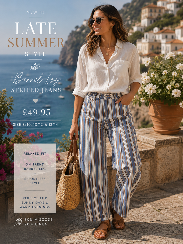 Barrel Leg Striped Jeans