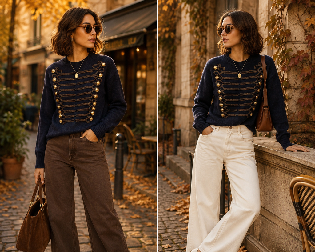 Navy Military Style Sweater