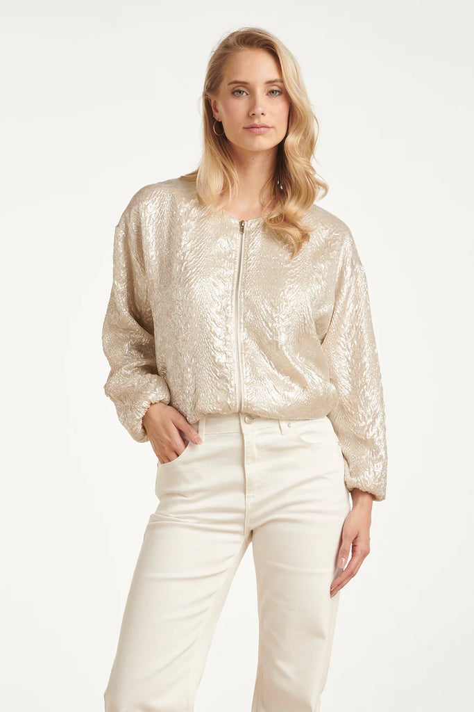 METALLIC OFF WHITE SNAKE PRINT JACKET