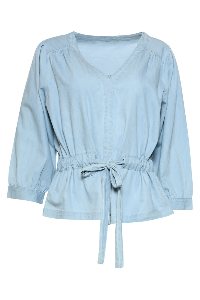 LIGHT BLUE WRAP TOP WITH WAISTCORD | DENIM