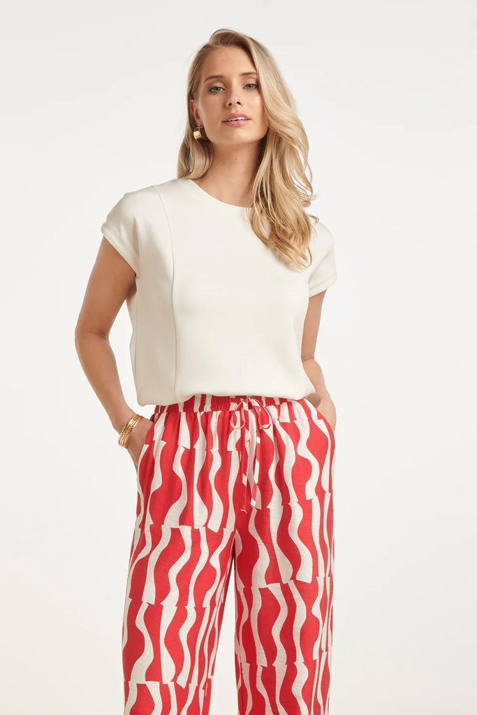 Elegant white top with cap sleeves | Off White