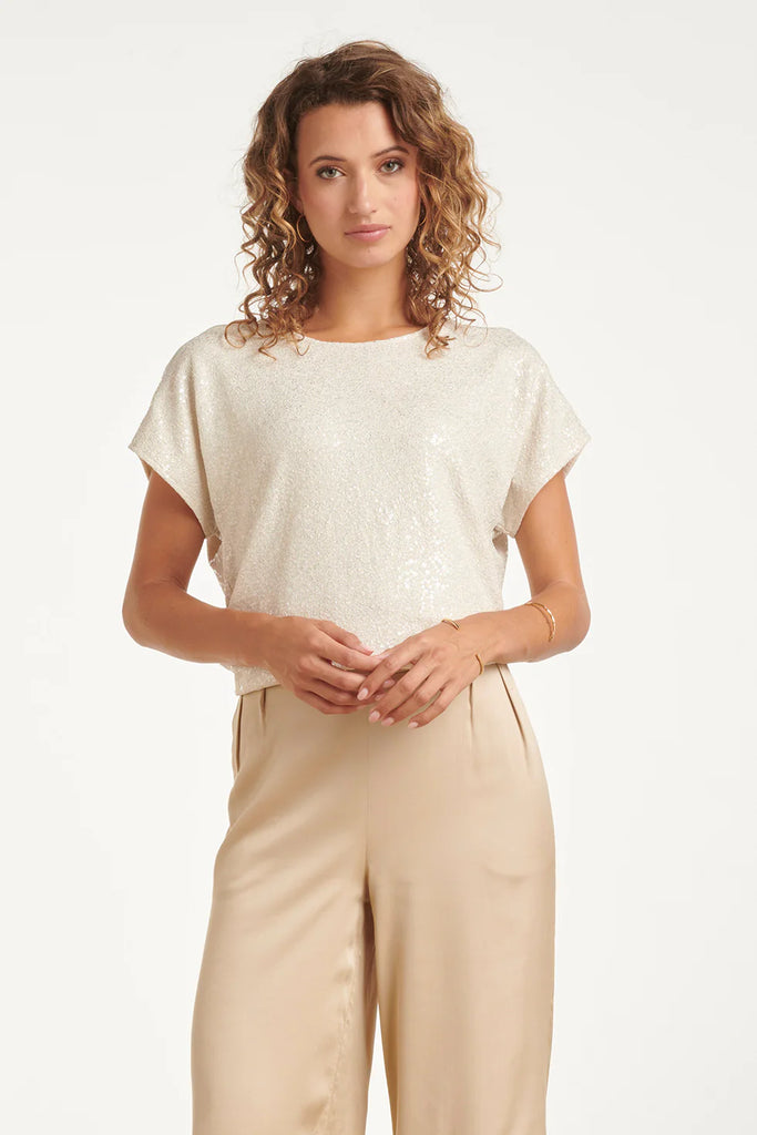 Smashed Lemon ELEGANT SEQUIN TOP WITH SHORT SLEEVES