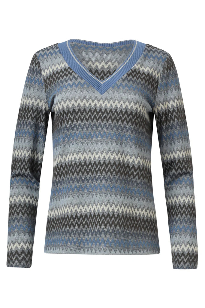 Smashed Lemon Light Blue Zig Zag Print Top