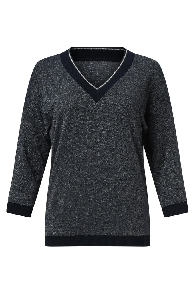 SMASHED LEMON LADIES LUREX LOOSE TOP | NAVY