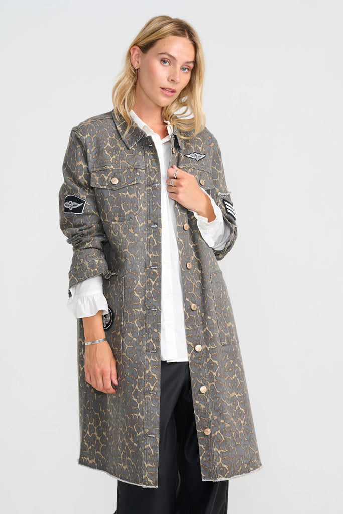 FOXY LEOPARD LONG JACKET - GREY LEO