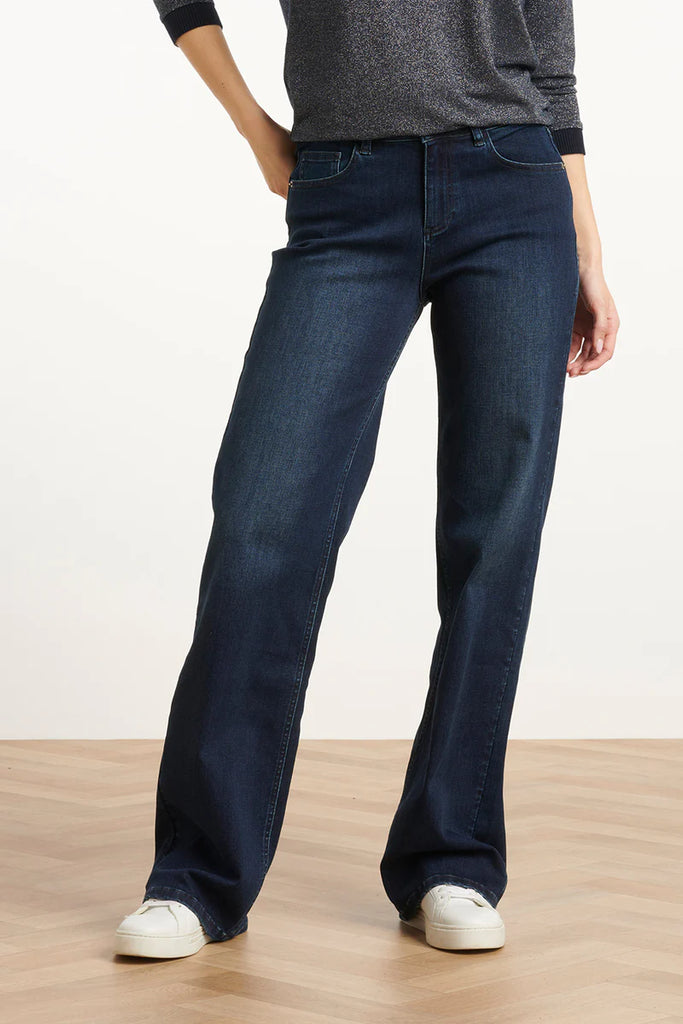 SMASHED LEMON WIDE LEG JEANS DARK BLUE DENIM 32”