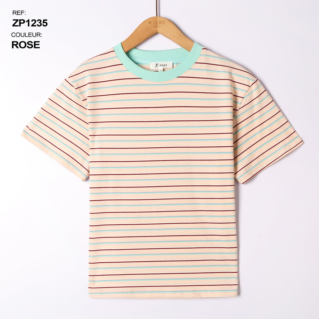 Turquoise Multi Stripe Tee