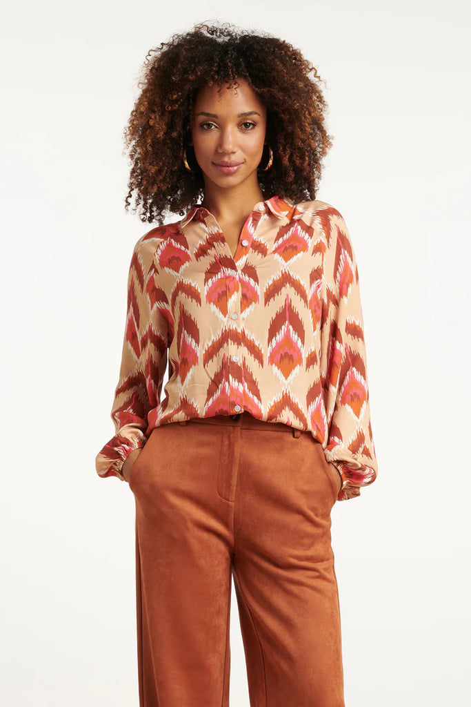 SMASHED LEMON AZTEC PRINT BLOUSE IN WARMROZE EN CAMEL | CAMEL - MUTICOLOUR