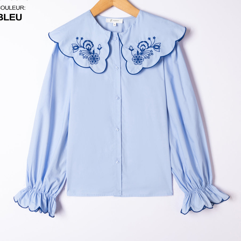 Blue Emily Embroidered Blouse