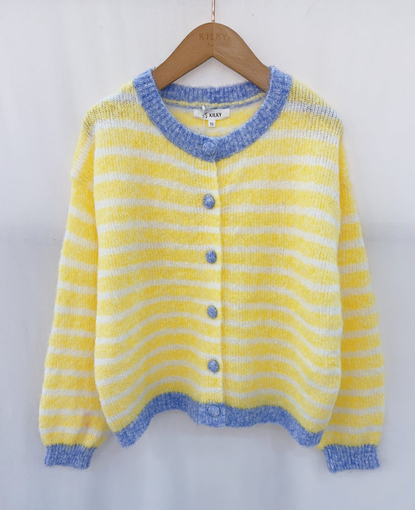 Soft Knit Lemon & Blue Cardigan