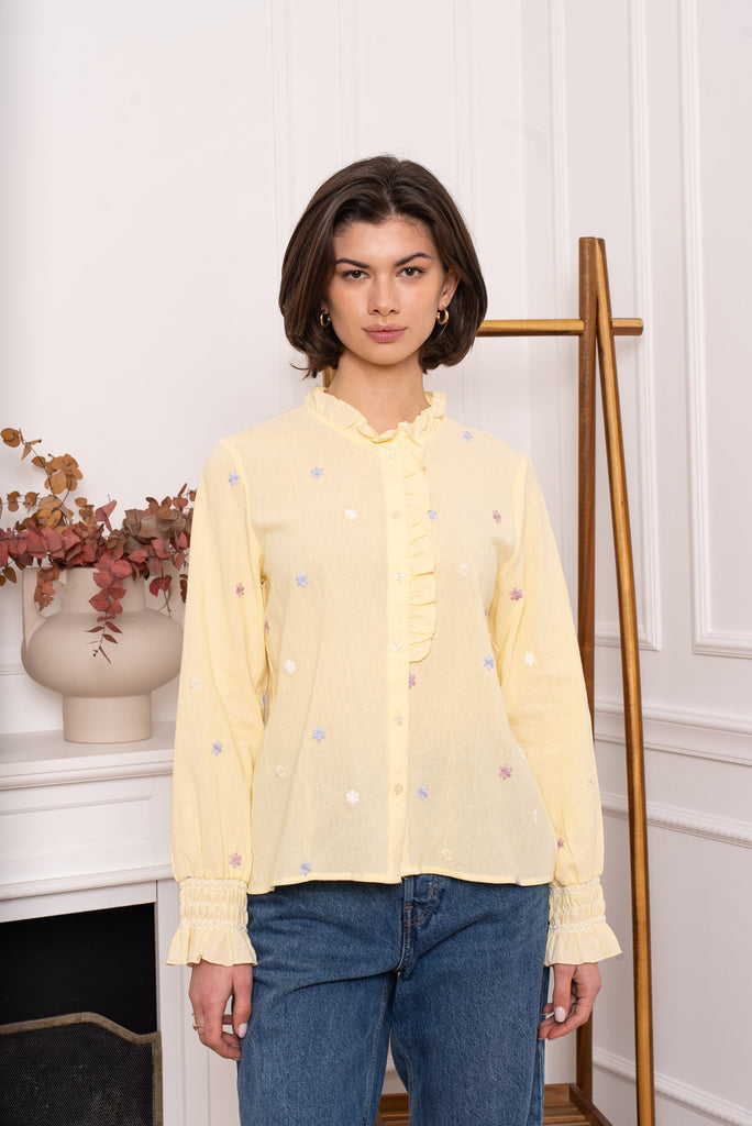 Lemon Blossom Embroidered Blouse