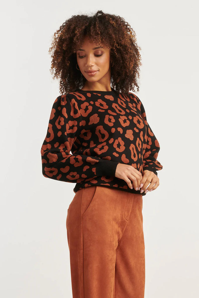 SMASHED LEMON COGNAC BLACK KNITTED SWEATER
