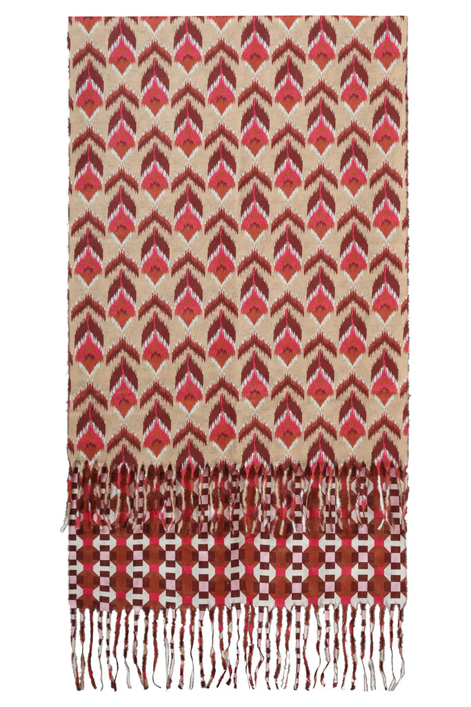 SMASHED LEMON COGNAC BURGUNDY REVERSIBLE SCARF