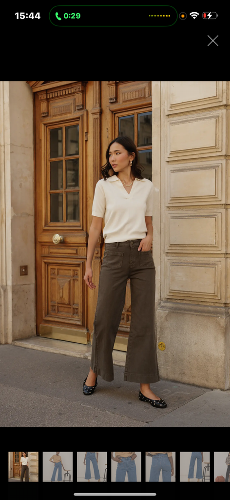Oraije Khaki Gasparette Wide Leg Jeans