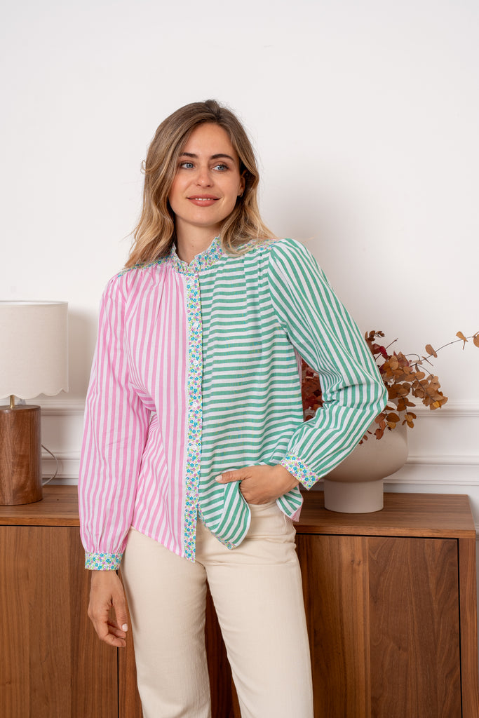 Green Pink Essie Blouse