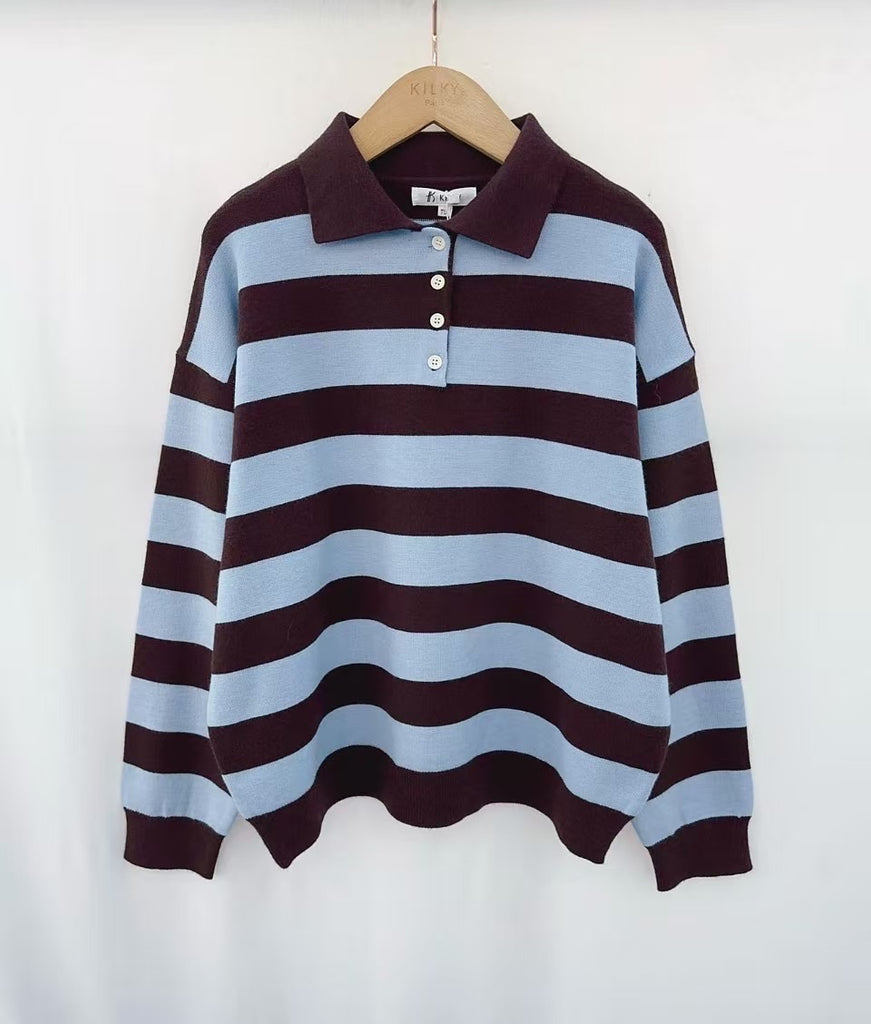 Brown & Blue Rugby Sweatshirt