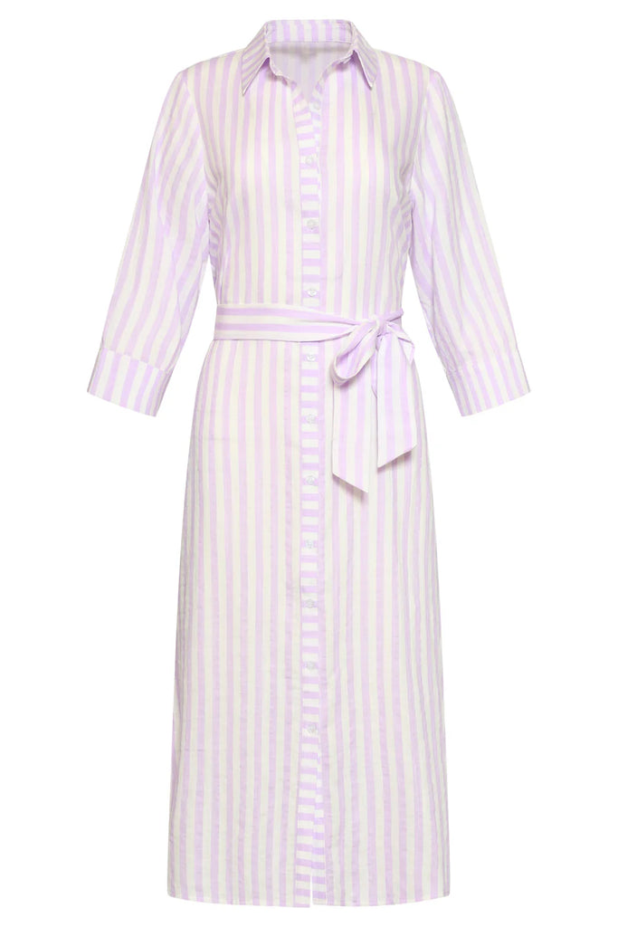 Lilac & White Striped Shirt Dress