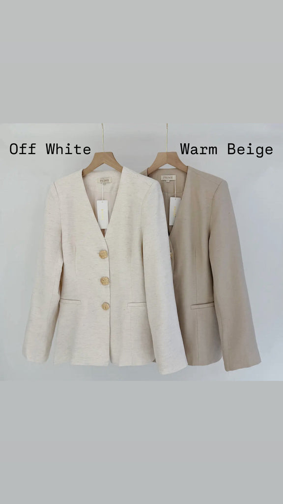 V-Neck Blazer Off White & Warm Beige Options