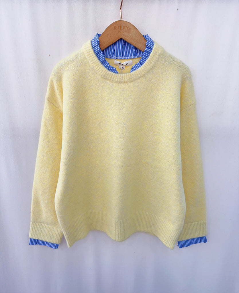 Maggie Lemon Faux Shirt Sweater