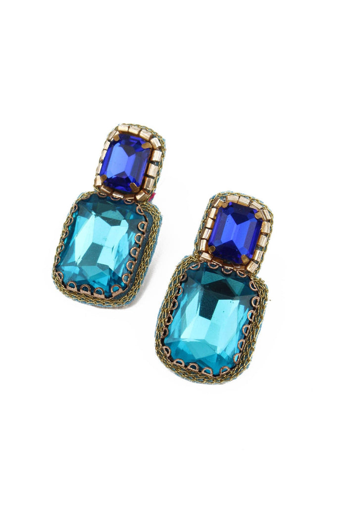BLUE DOUBLE DROP EARRINGS