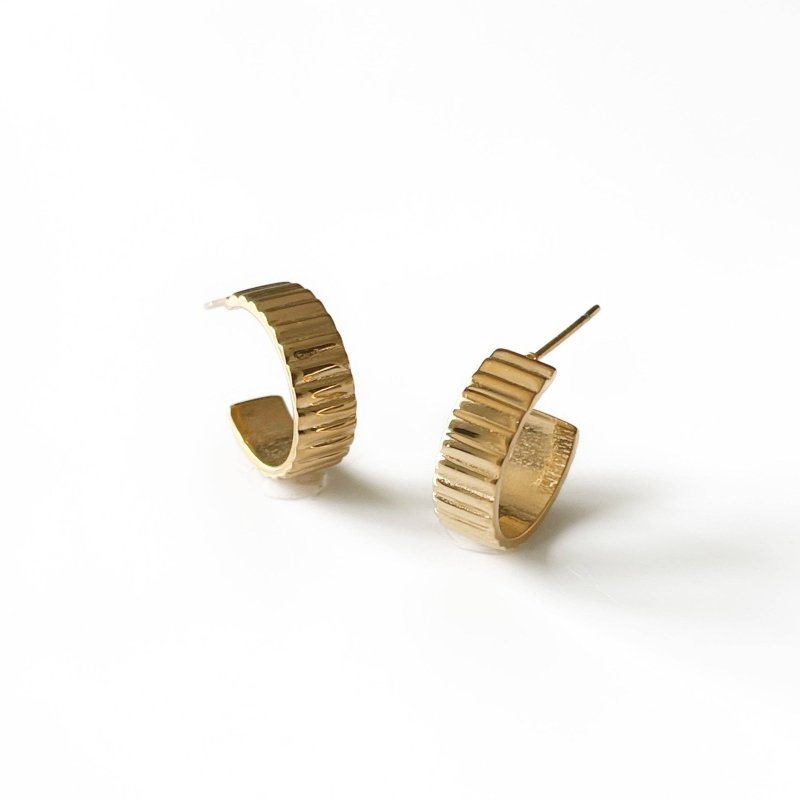 Alexa Luxe 18k Gold Plated Ridged Hoops - AML Boutique NI