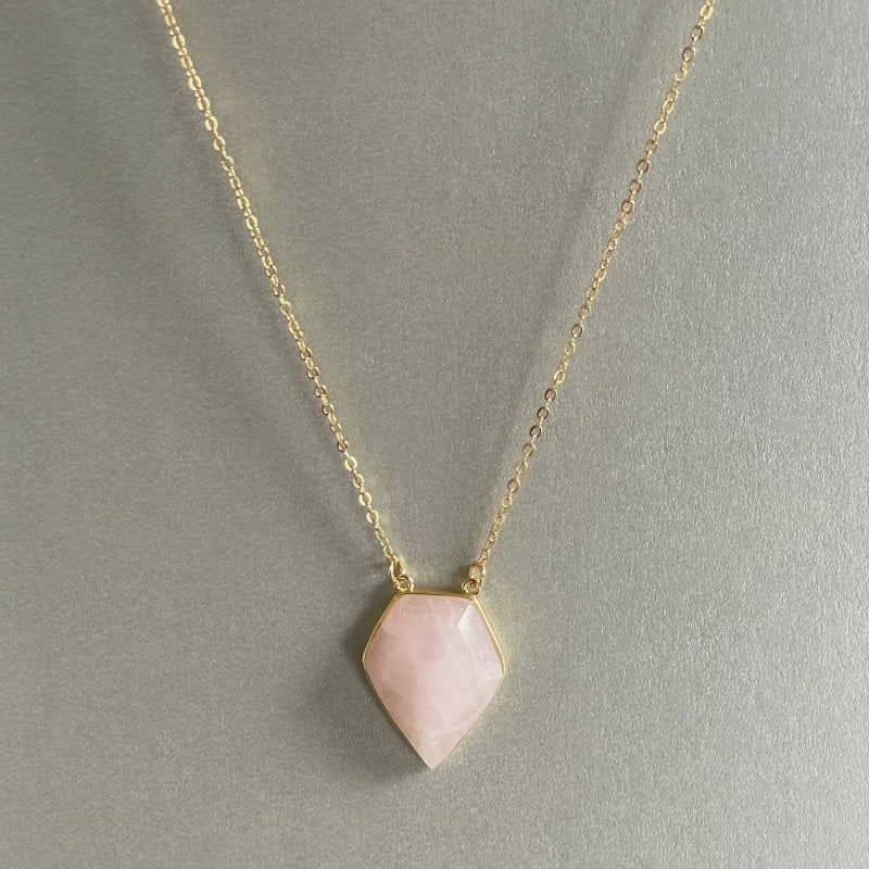 Athena Luxe Faceted Rose Quartz Necklace - AML Boutique NI