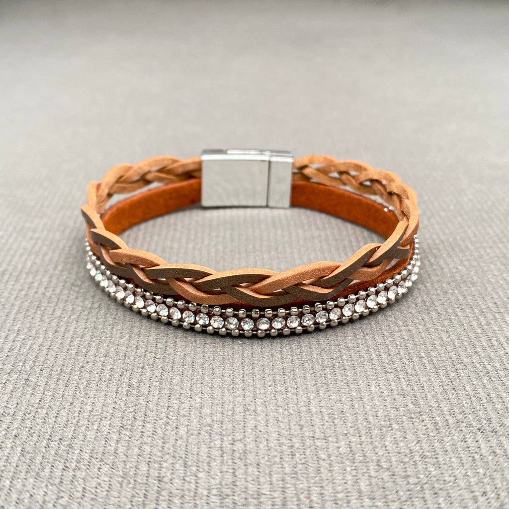Silver / Black Pu Leather Multi Layer Magnetic Buckle Bracelet MIO71368