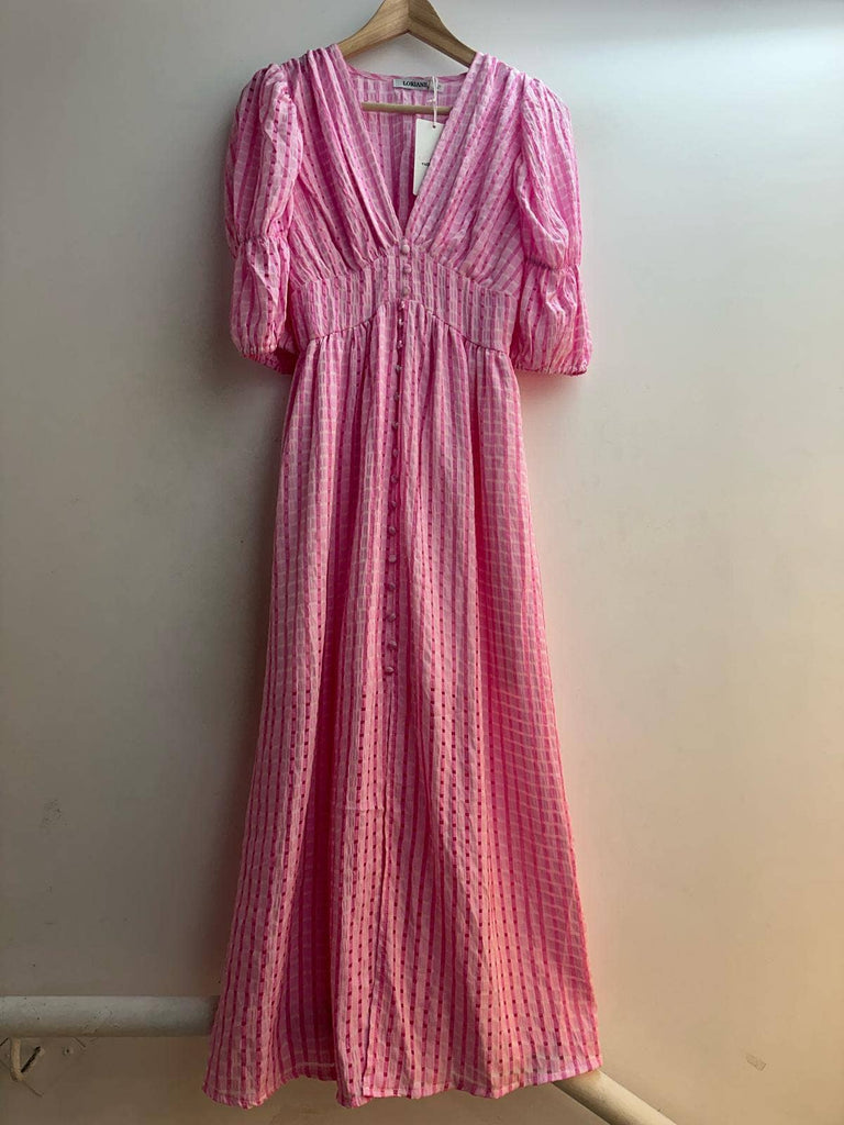14291 Ria one size long dress: Fuchsia