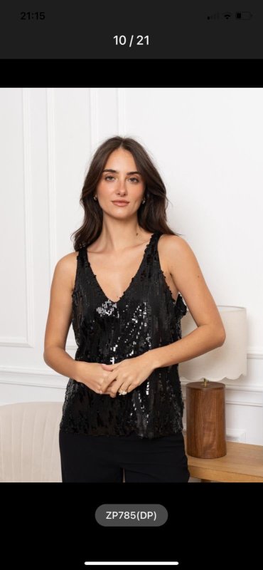 Black Sequin V Neck Cami - AML Boutique NI