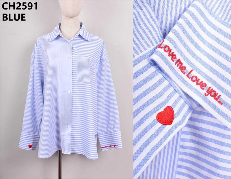 Blue Striped Love Me Shirt - AML Boutique NI