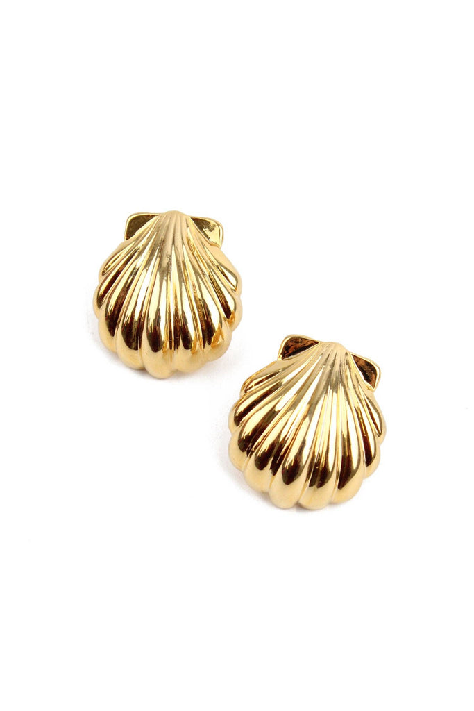 MY DORIS STATEMENT SHELL GOLD EARRING