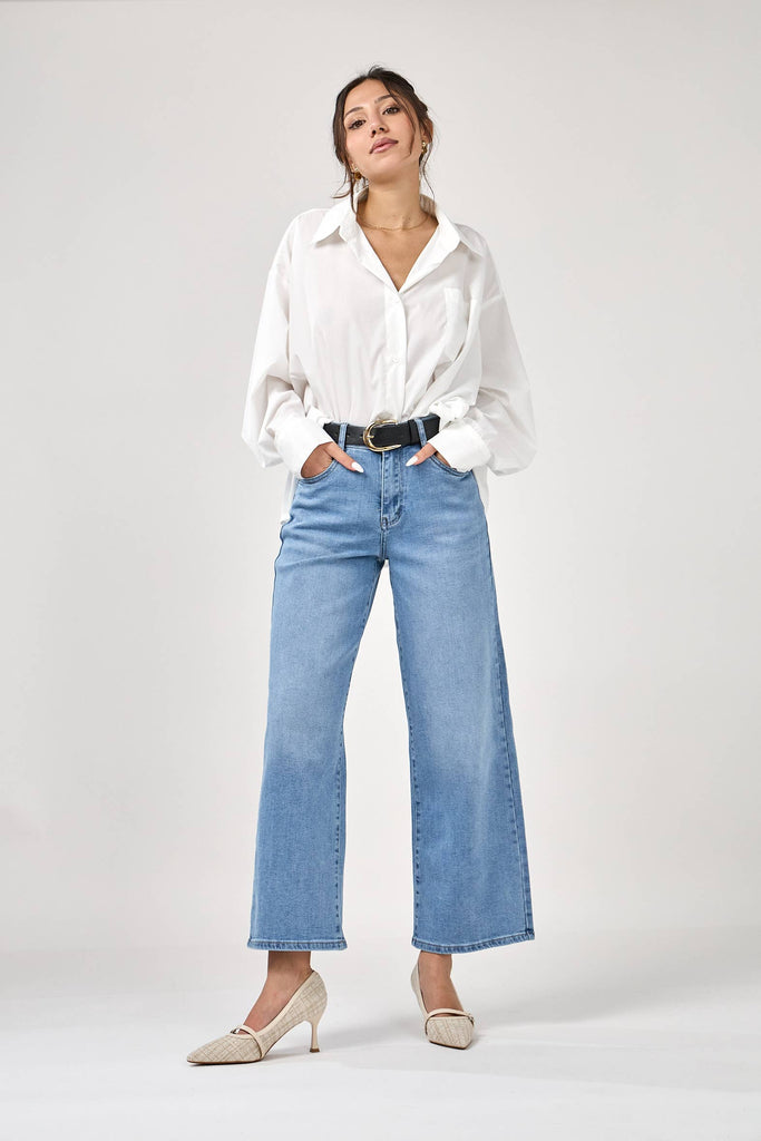 Light Blue Wide Jeans "Edena" (Culotte Pants)
