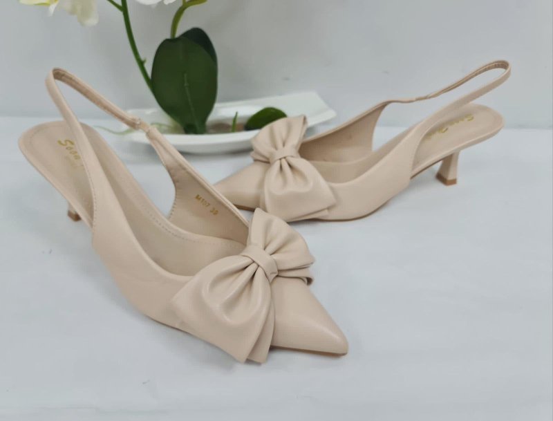 Cream Bow Pointy Heels - AML Boutique NI