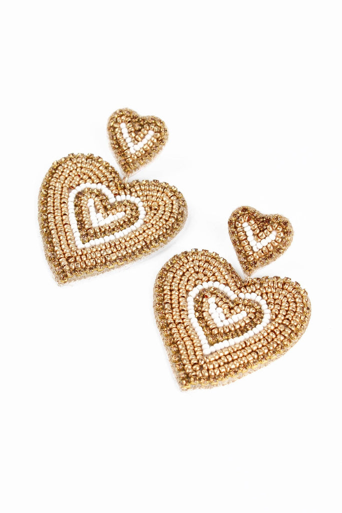 GOLD RIPPLE HEART EARRINGS