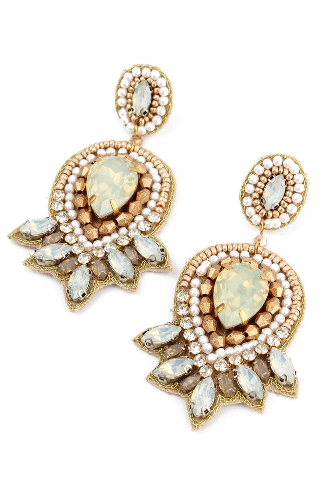 PEARL WHITE ART DECO EARRING