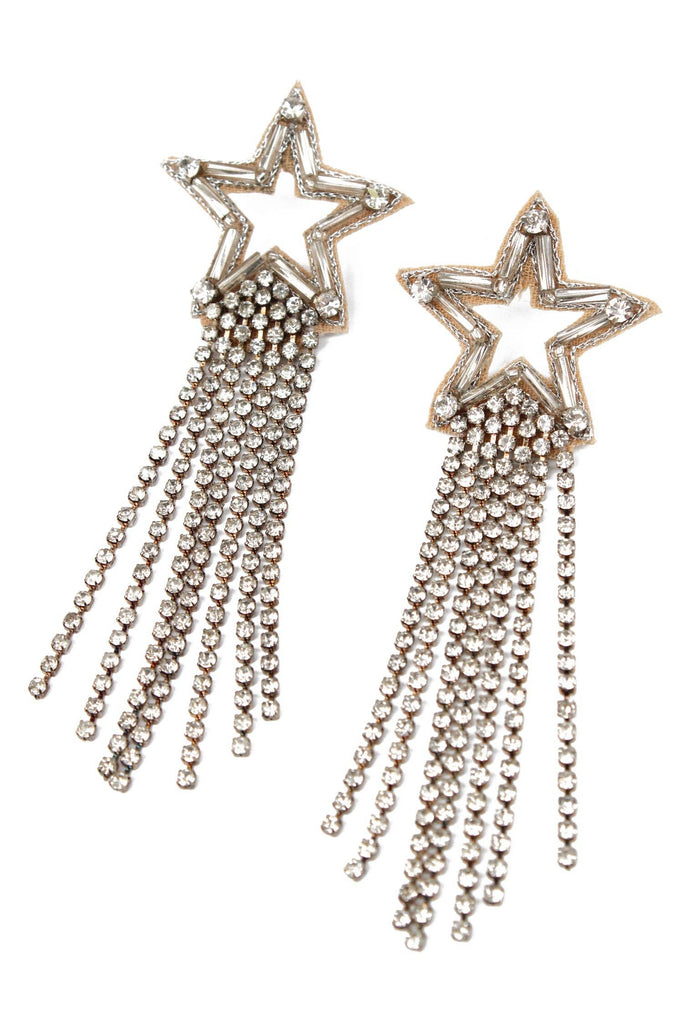 SILVER SHOOTING STAR BEADED DROPS