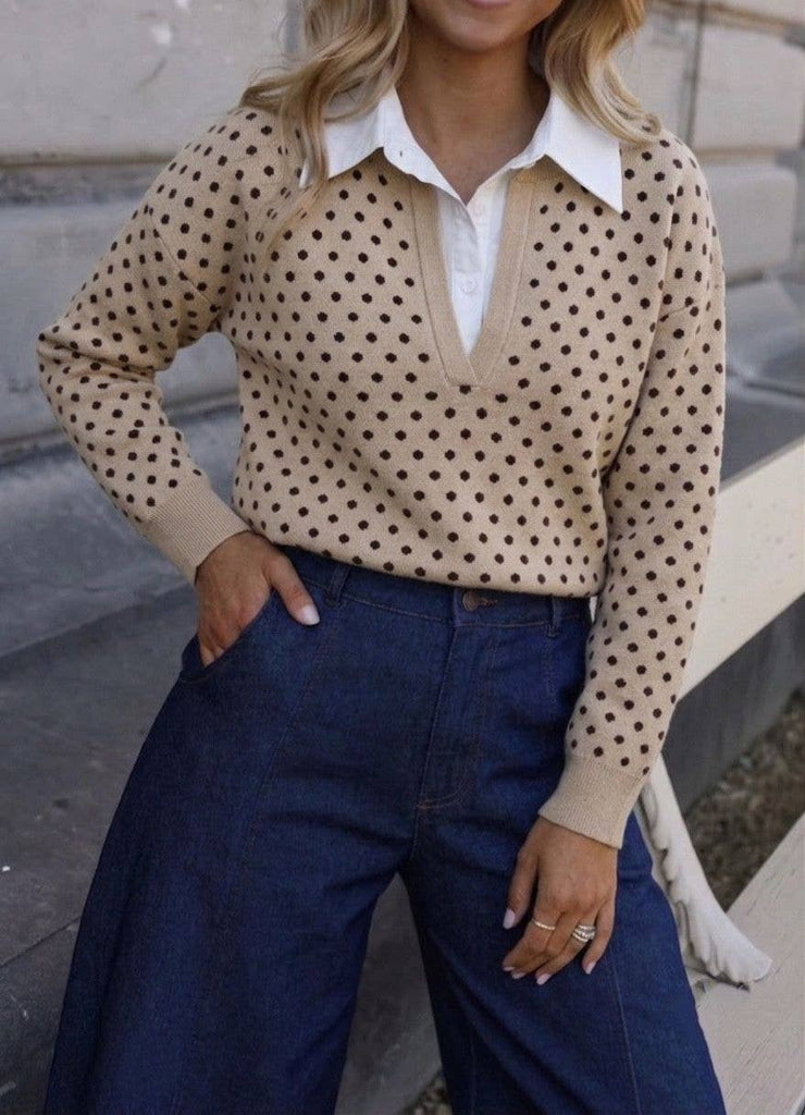 Beige Sweater Polka Dot, one size: Beige / Frenchman